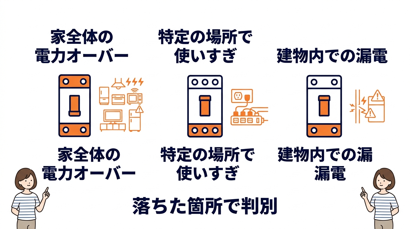 ブレーカーがすぐ落ちる3つの原因と見分け方