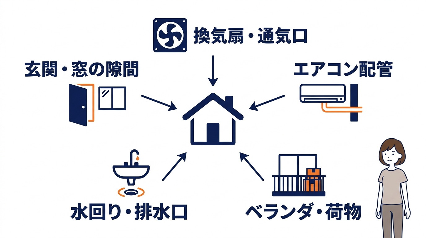 ゴキブリがどこから入ってくるか主な侵入経路8つ