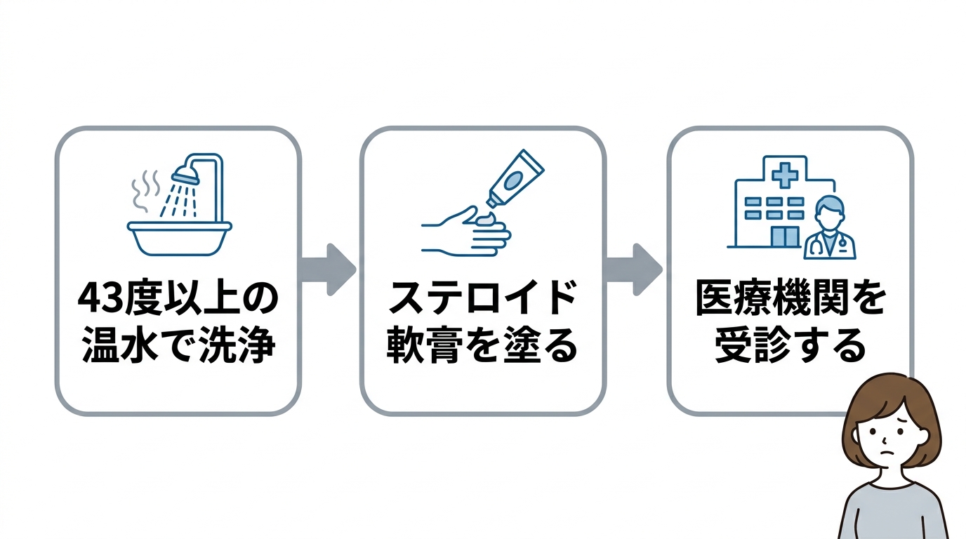 ムカデに噛まれた際の適切な応急処置フロー