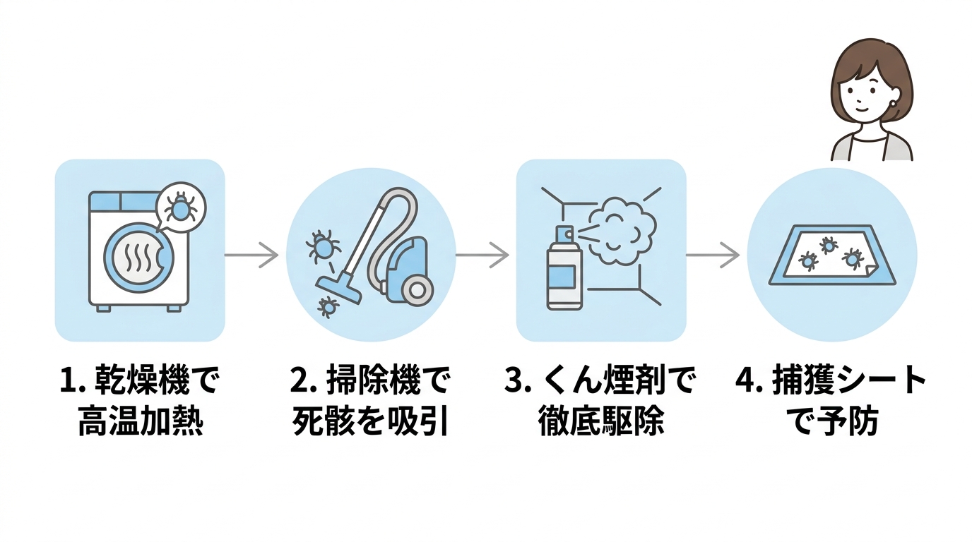 布団のダニを死滅させる4つの手順