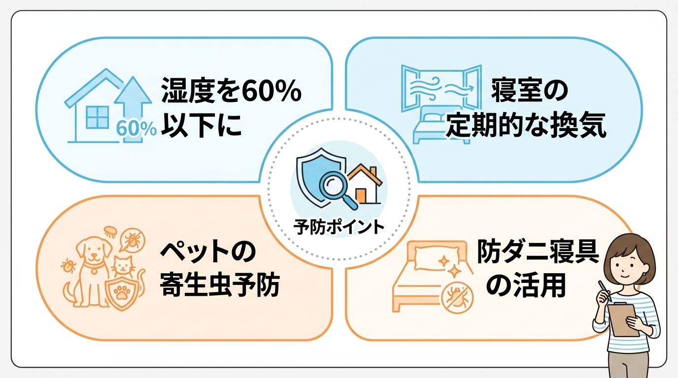 住宅のダニ繁殖を防ぐ予防対策