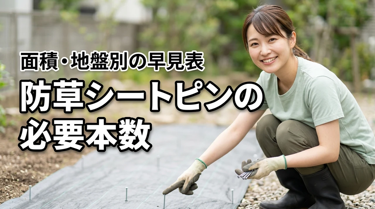 防草シートのピンは追加で何本必要？面積・重ね幅・地盤別の早見表付き