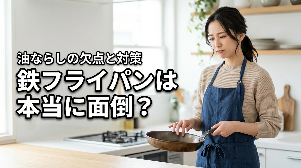 鉄フライパンの油ならしは本当にめんどくさい?購入前に知るべき欠点と解決法(記事のアイキャッチ画像)