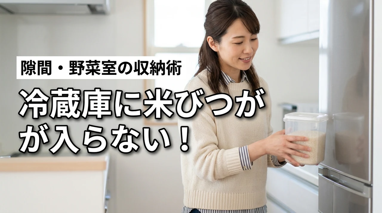 米びつが冷蔵庫に入らない！狭い隙間や野菜室にも収まる収納のコツと防虫対策（記事のアイキャッチ画像）
