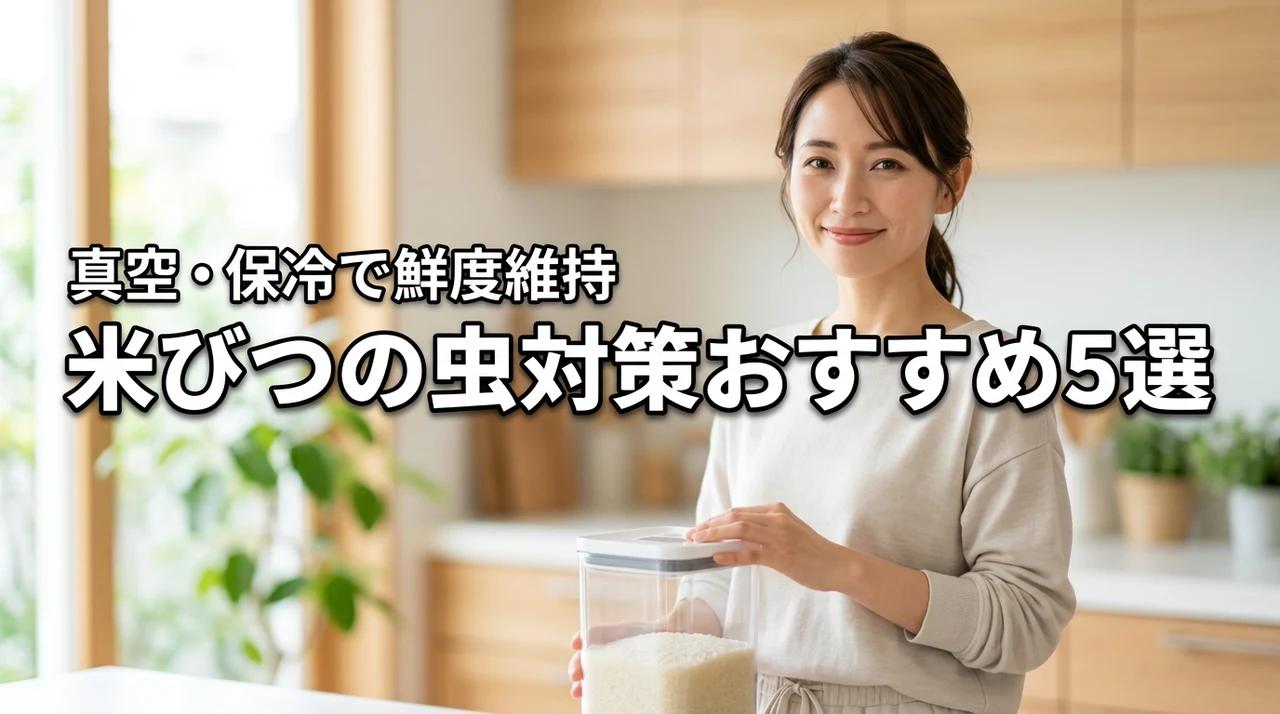 米びつの虫対策おすすめ5選!発生原因を知り真空や保冷機能で美味しさを守る(記事のアイキャッチ画像)