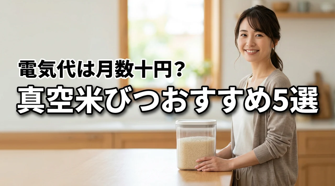 真空米びつの電気代は月数十円?鮮度を守るコスパ最強のおすすめ5選を紹介(記事のアイキャッチ画像)