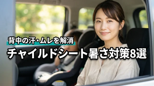 チャイルドシートで背中が汗びっしょり？暑さ対策グッズ8選でムレや熱中症を防ぐ（記事のアイキャッチ画像）